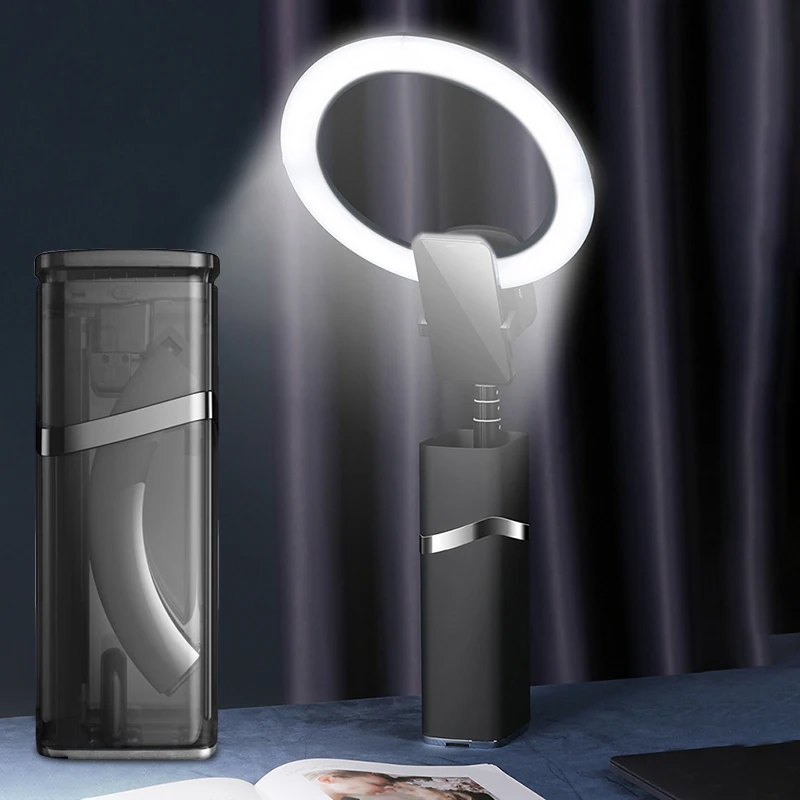 tiktok tripod with circle lamp led camera stand circular selfie holder desktop small ring light