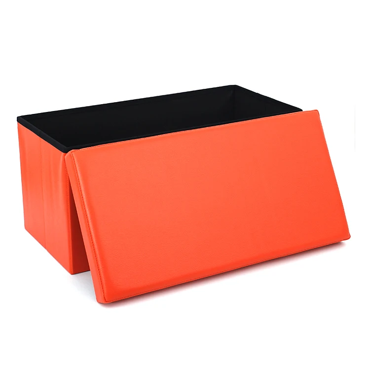 cheap leather pouf foldable storage bench ottoman footrest space saving for living room