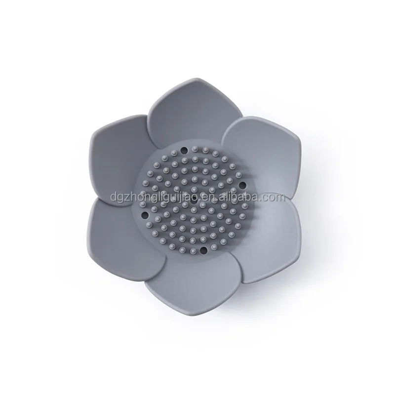 Creative Silicone  Dish Flowers Shaped Soap Tray with Drain Lotus  Soap Holder for Bathroom Shower Kitchen Toilet Home Hotel