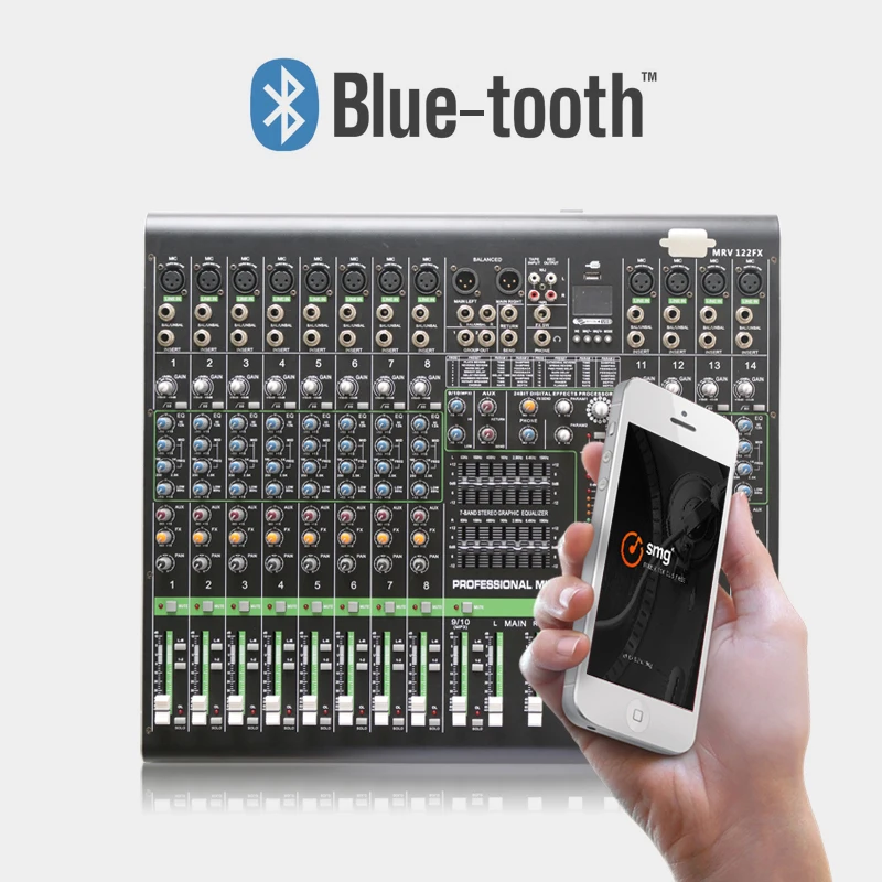 Professional 12-Channel Audio Dj Mixer With Blueteeth Sound Mixer Audio Karaoke Phantom Power 48V Usb Jack