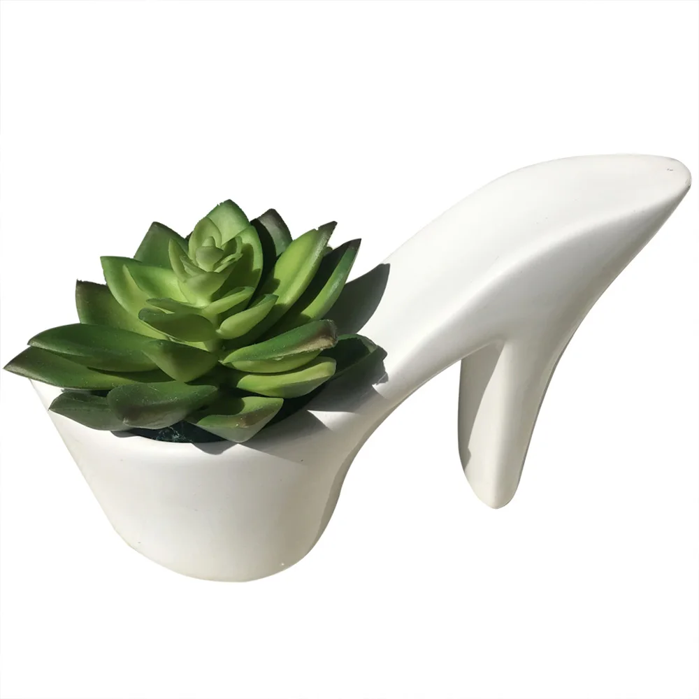 
Luxury High Heel Shoe Shape Ceramic Rose Boot Flower Pot 