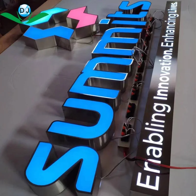 samples 1feet large big size outdoor blue acrylic led light signage lettering board logo custom led outdoor advertising signs