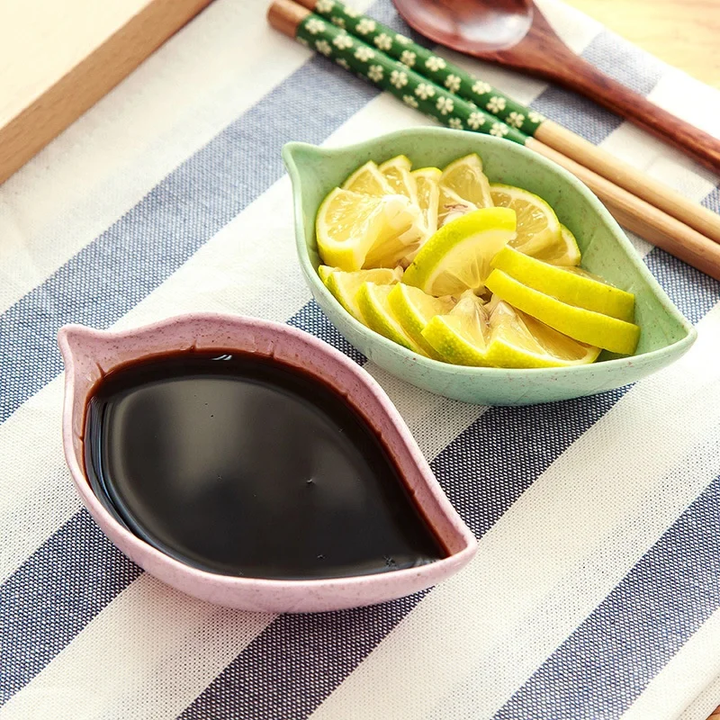 Cute Wheat Straw Seasoning Sauce Dish Dining Small Creative Kitchen Tableware Snack Plate Dish