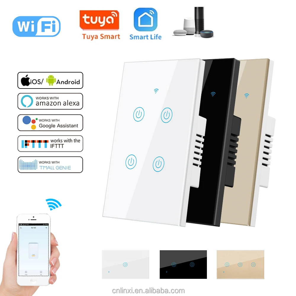Смарт-переключатель Tuya Smart Life Wi-Fi 1/2/3 кнопок матовый