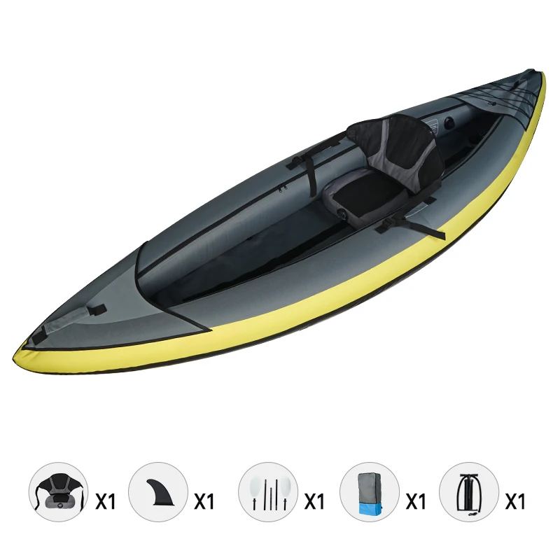 3M triple chambers 900D coated nylon oxford pvc inflatable foldable kayak fishing canoe boat with adjustable seat