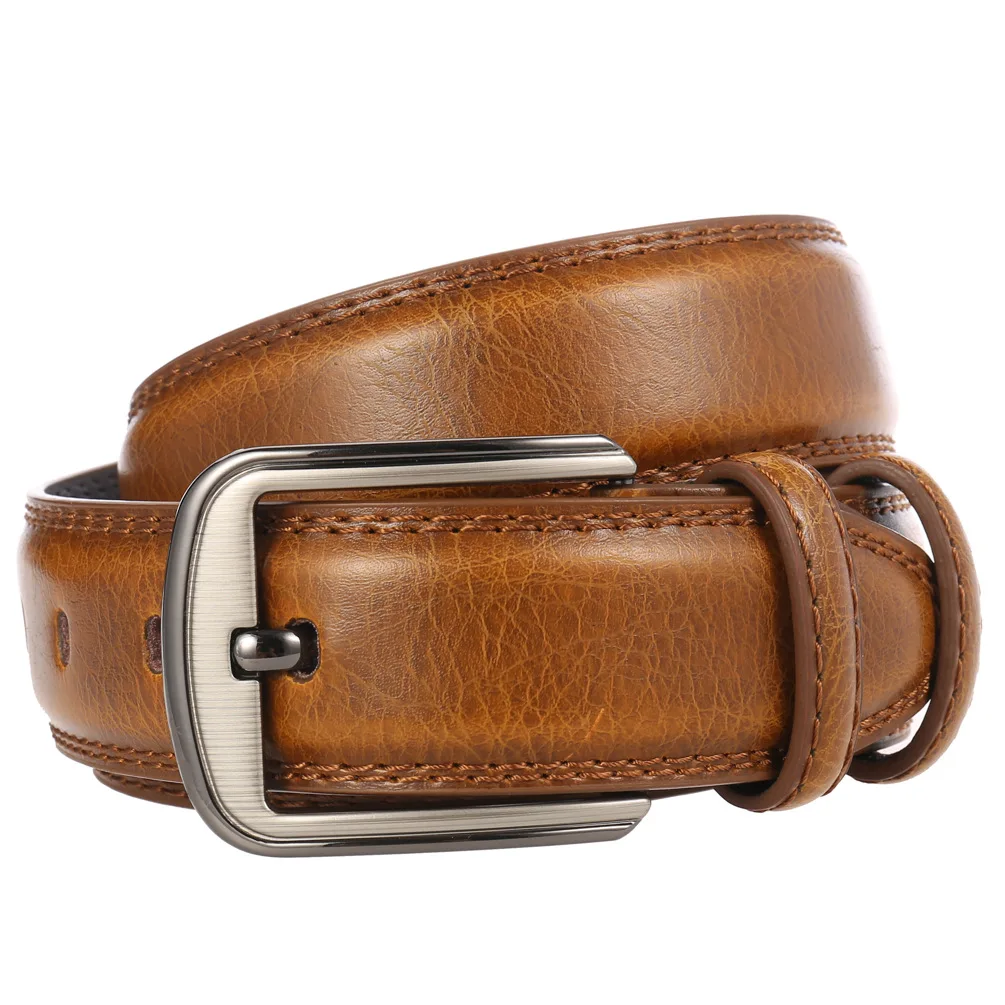 Classic Black Brown Genuine Leather Belt Mens Casual Jeans Belt For Men