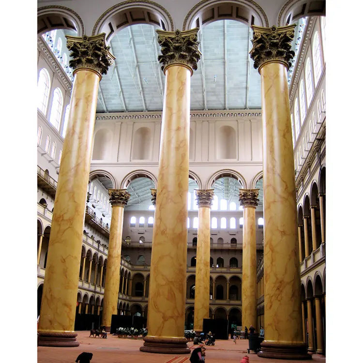 High Quality Classical Natural Stone Marble Indoor Decorative Gold Columns Pillar