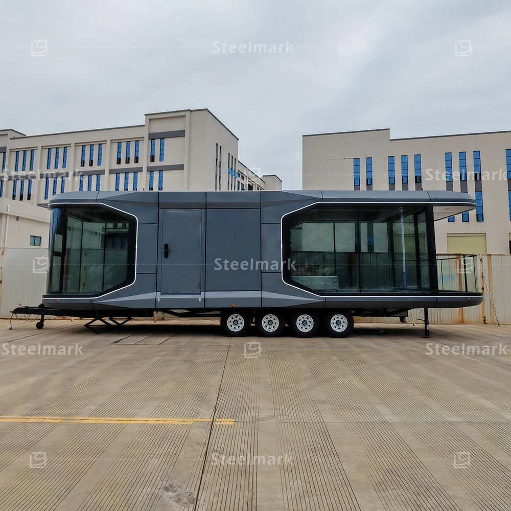 Prefab container house apple capsule office tiny house with wheel