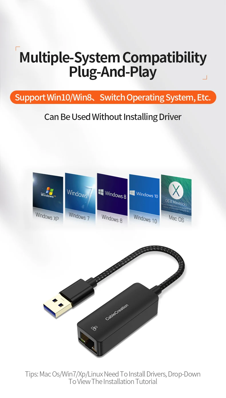 CableCreation USB Ethernet Adapter USB 3.0 to Network Gigabit RJ45 LAN 10/100/1000 Mbps Adapter converter