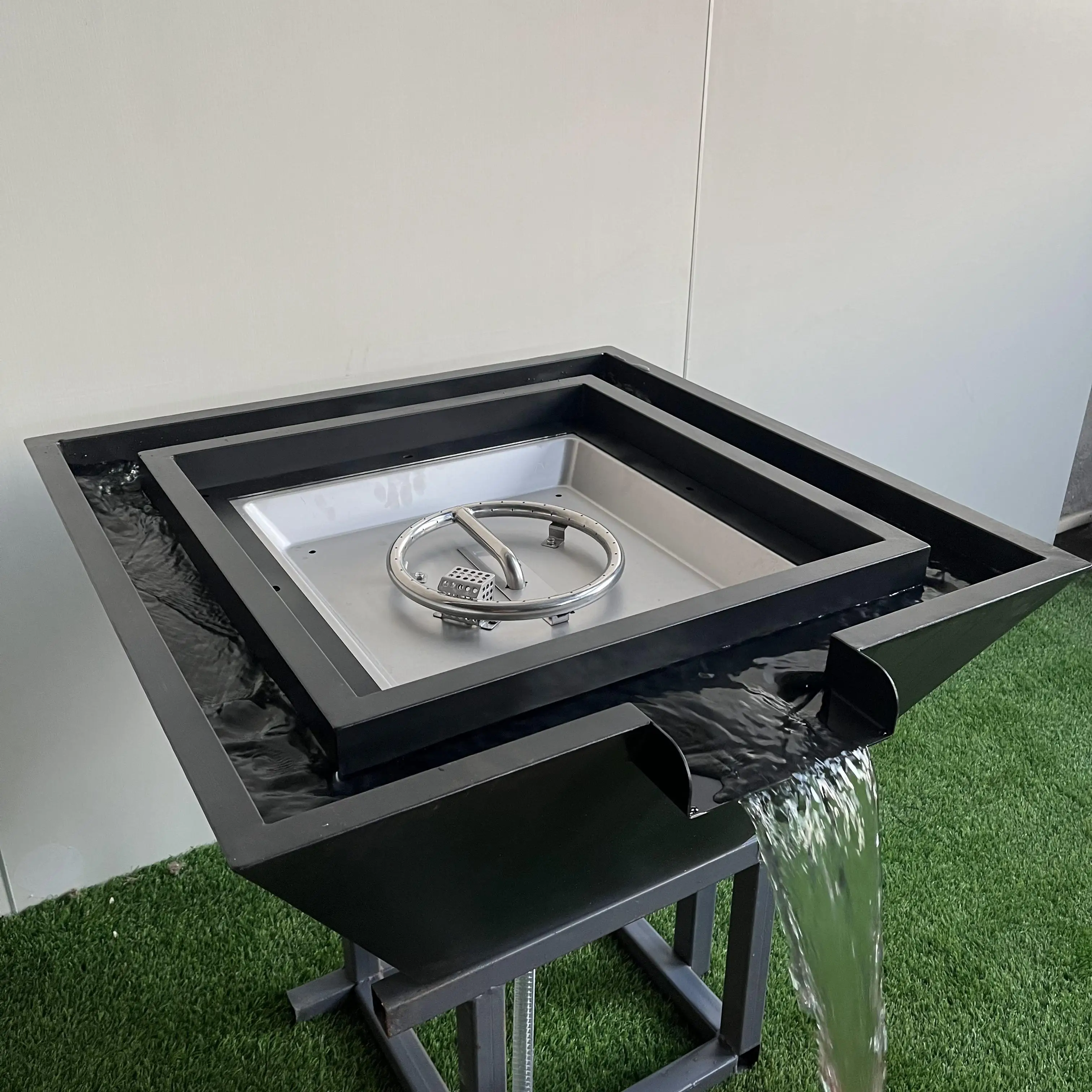 Custom Factory Metal Corten Steel Water Fountain fire  pit And Waterfall For Garden Decoration