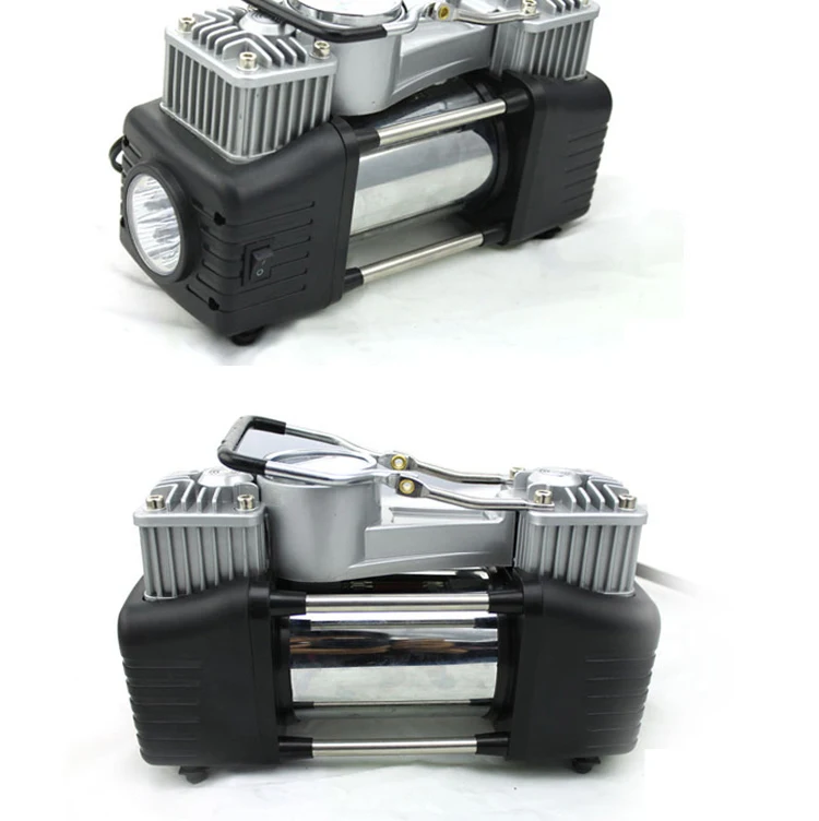 Plastic Box Double Cylinder Car Air Compressor Tire Pump Auto Air Inflator With LED Light Tire Repair Tool