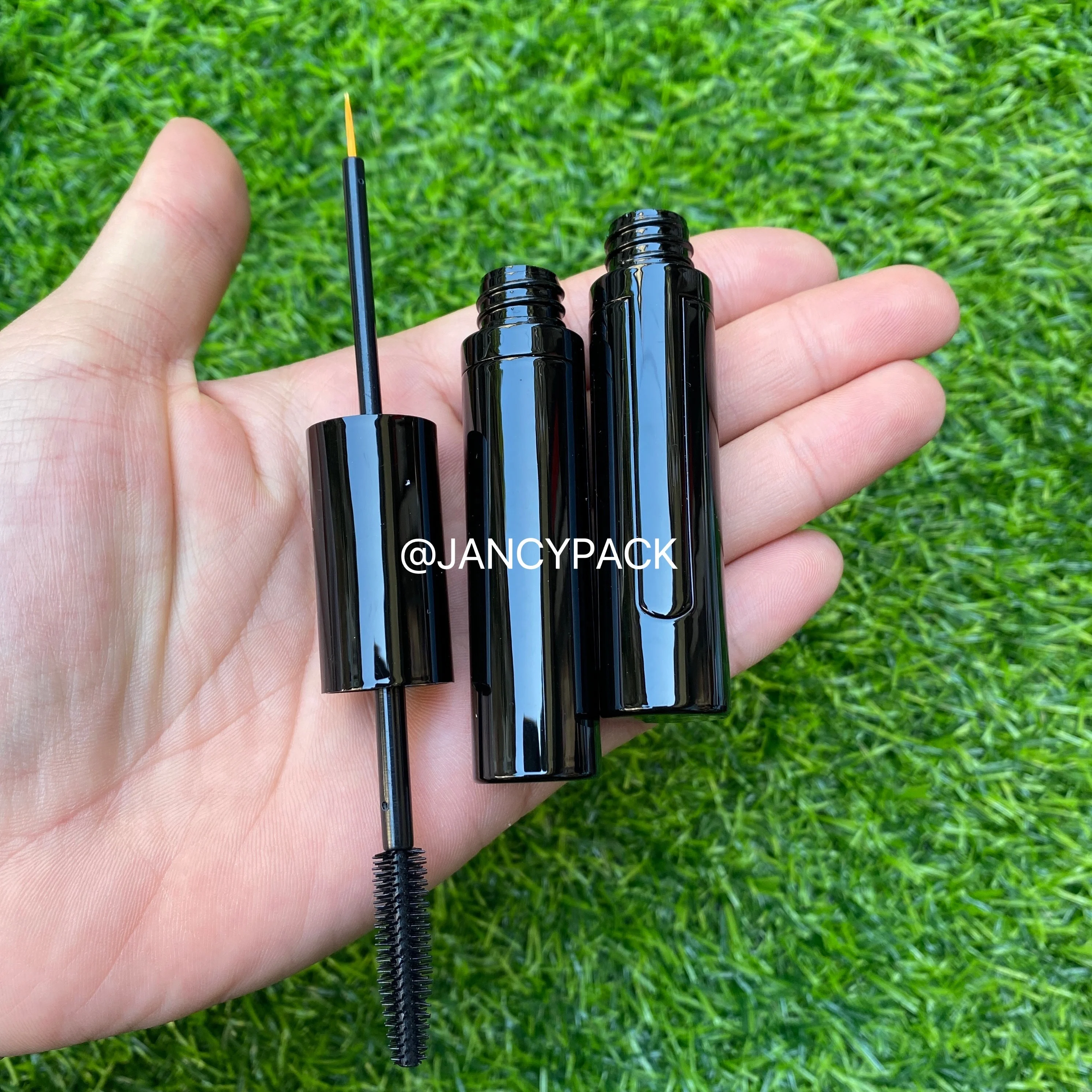 JANCY PACK 5ml Unique dual ended 2 in 1 black round empty mascara tubes container double sides eyeliner tubes