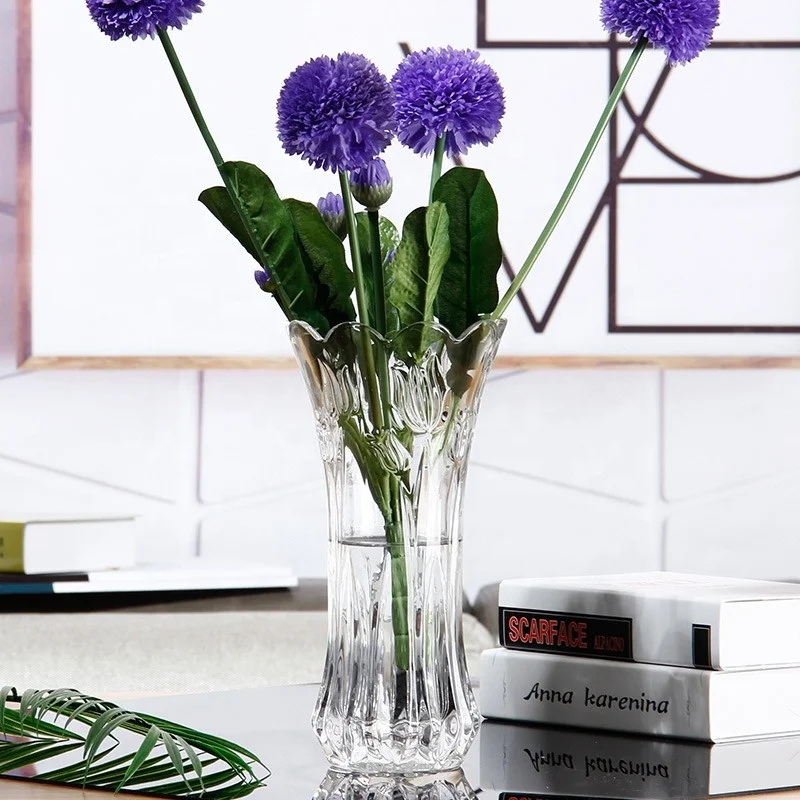 hot sale hand blown glass vase 19cm clear flower vase glass vase for wedding and home decoration