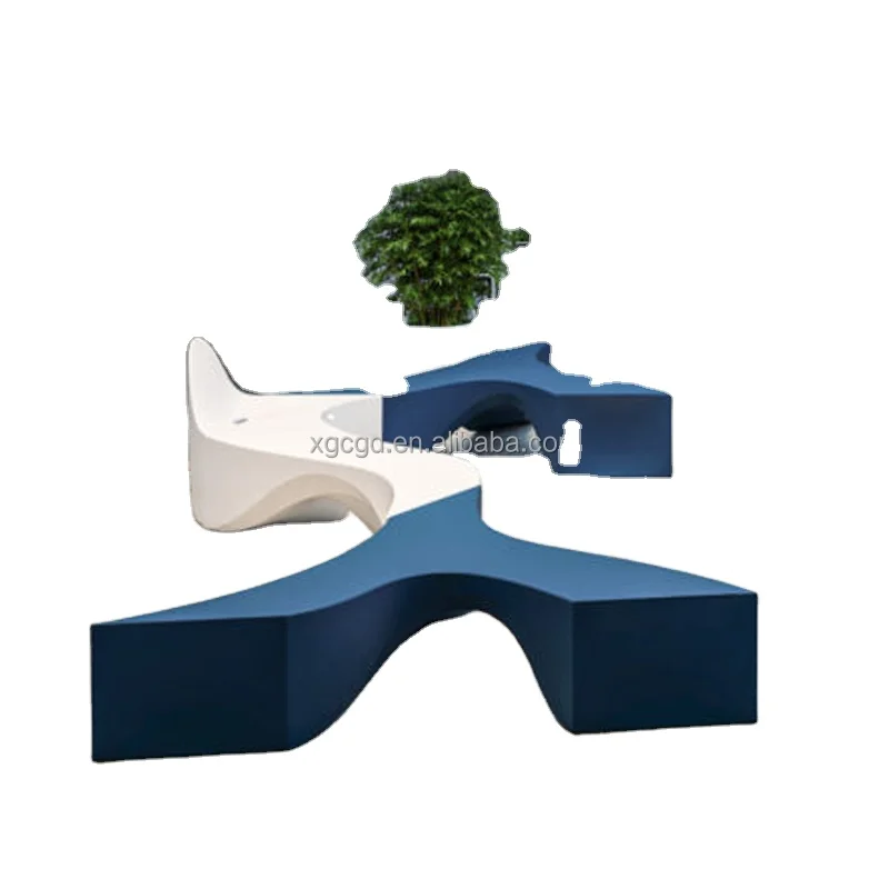 Garden Fiberglass Wood Benches Outdoor Leisure Bench Lounge Seat