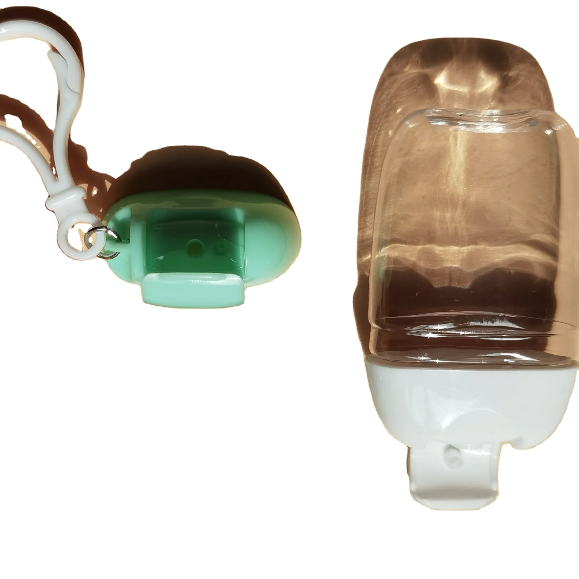 Oem Small 30ml 50ml Pet Plastic Clear Empty Hand Sanitizer Bottle With Key Chain