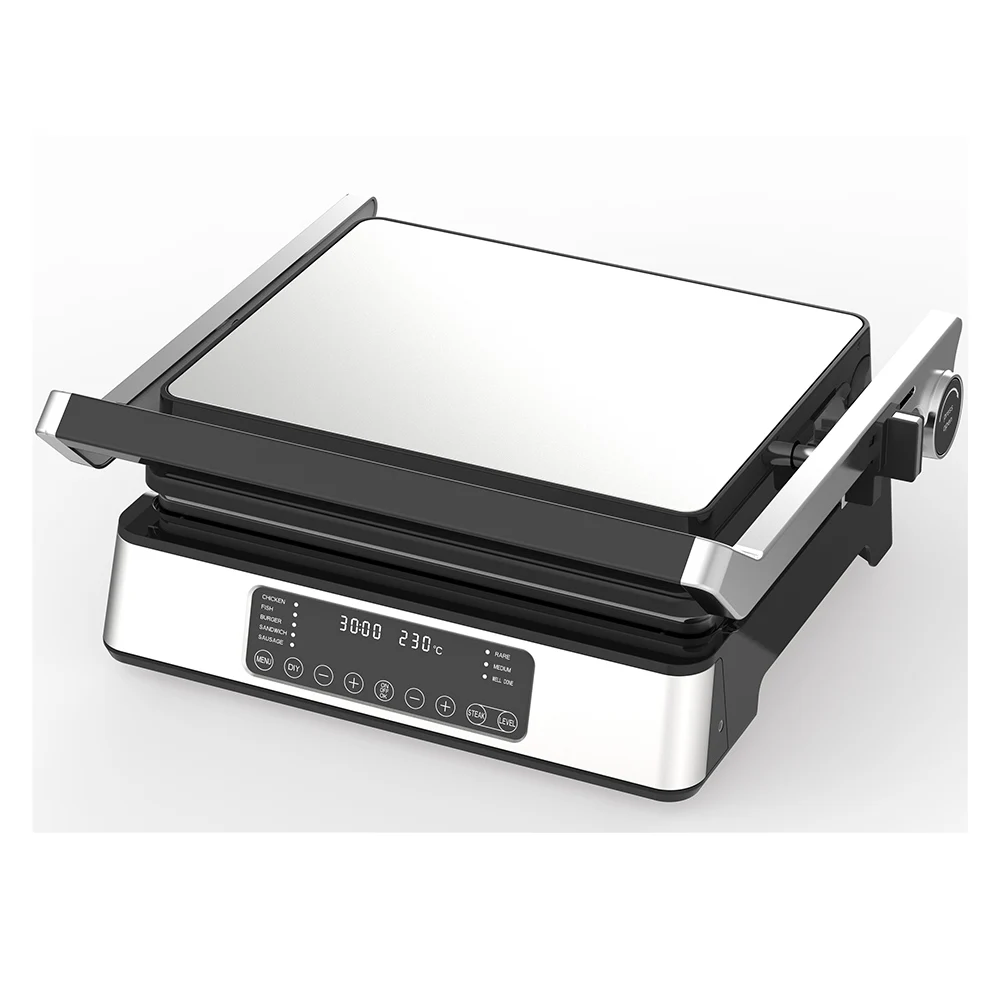 2024 Auto-Detect thickness Medium Rare Well doneness smart electric steak grill machine digital detachable wifi panini grill