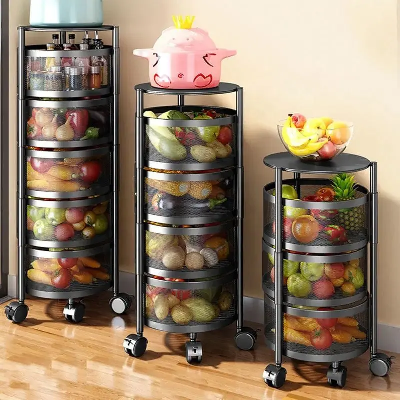 Kitchen Storage Rotatable Shelf 3/4/5 Layers Vegetable Or Fruit Storage Rack