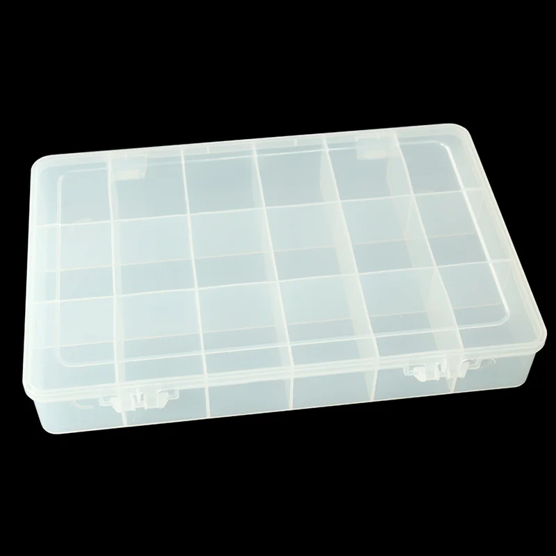 SPC107 21*12.8*3.4cm Chinese Grids Transparent Plastic Storage Box Bead Pills Organizer Tool Box