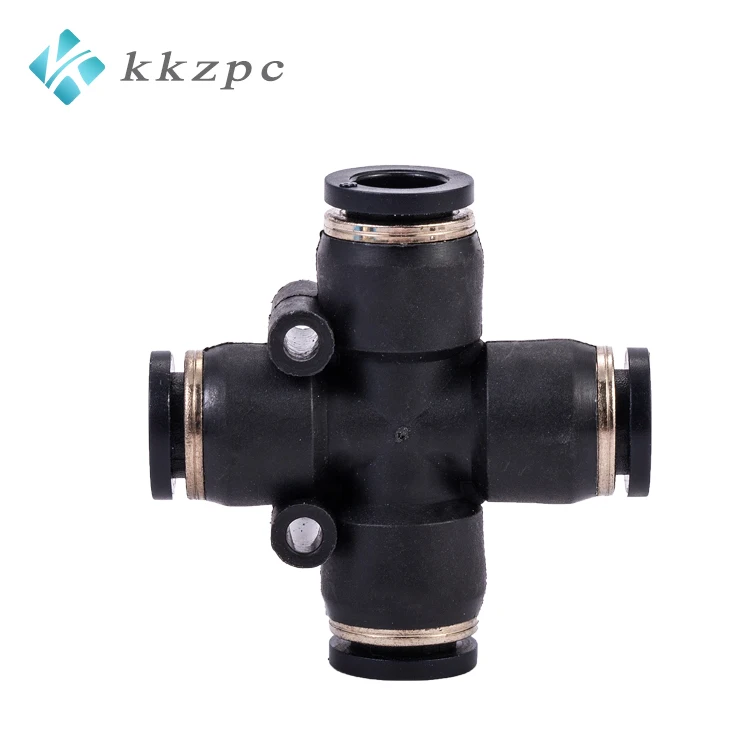 PZA Plastic Brass Pneumatic Cross Type Quick Connectors 4 Ways Pipe Coupler