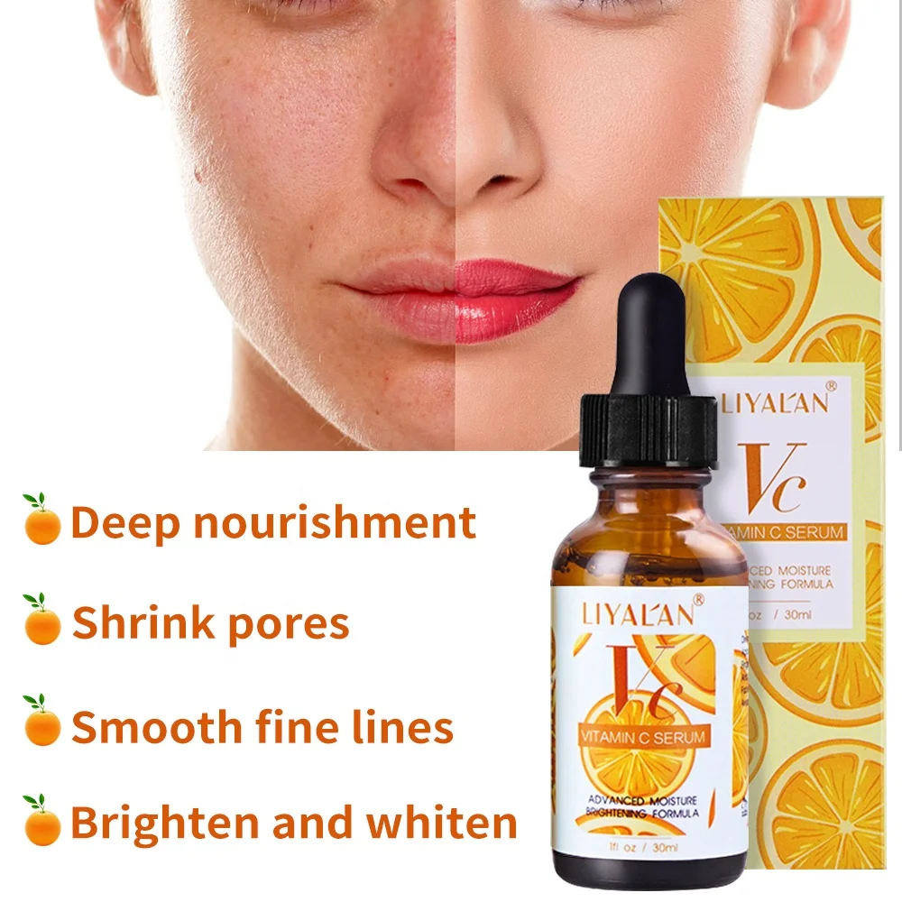 LIYALAN High Quality Organic Natural VC Facial Serum Skin Care Whitening Shrink Pores Vitamin C Serum For Face
