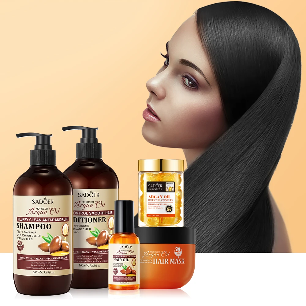 OEM SADOER private label nut essence oil nourishing hair care anti frizz smooth repair hair care set