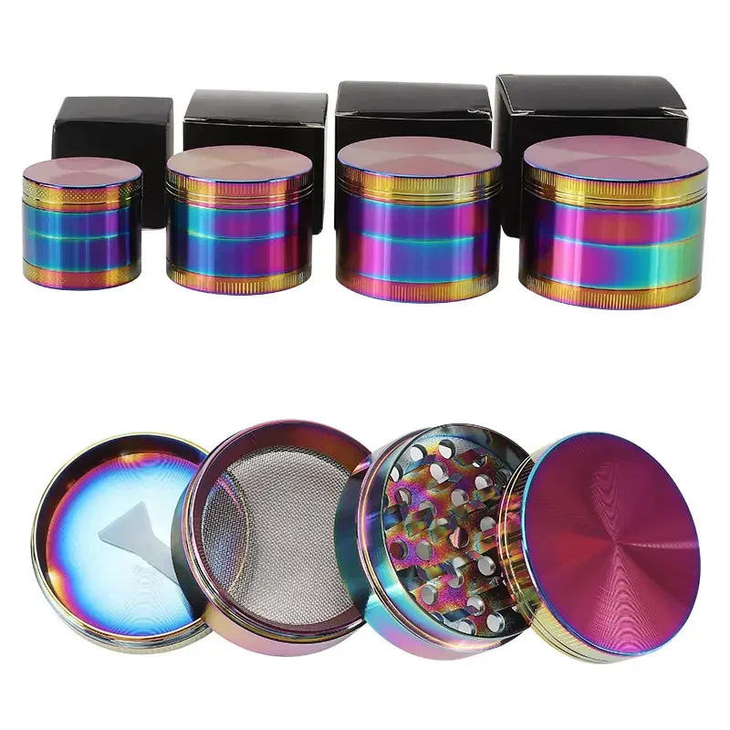 wholesale grinders OEM/ODM Custom logo 40mm 50mm 55mm 63mm 75mm metal herbal smoking 4 layers tobacco herb grinder
