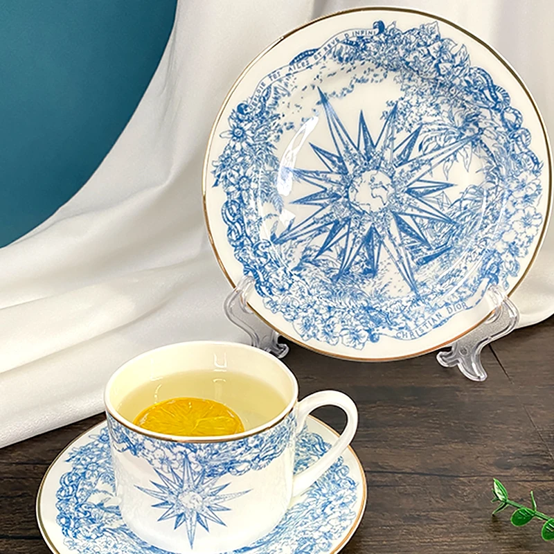 SYL Lucky Star Bone China Mug Creative Decal Steak Western Dish Dessert Plate Cutlery Couple Home Decoration Cutlery Set