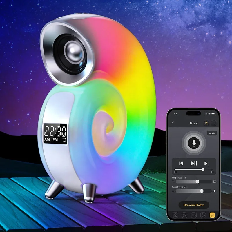 Lonvel New Arrival 2024 Conch Music Light With Wake Up Alarm Clock BT Speakers Multi-Function Party Atmosphere Conch Speakers