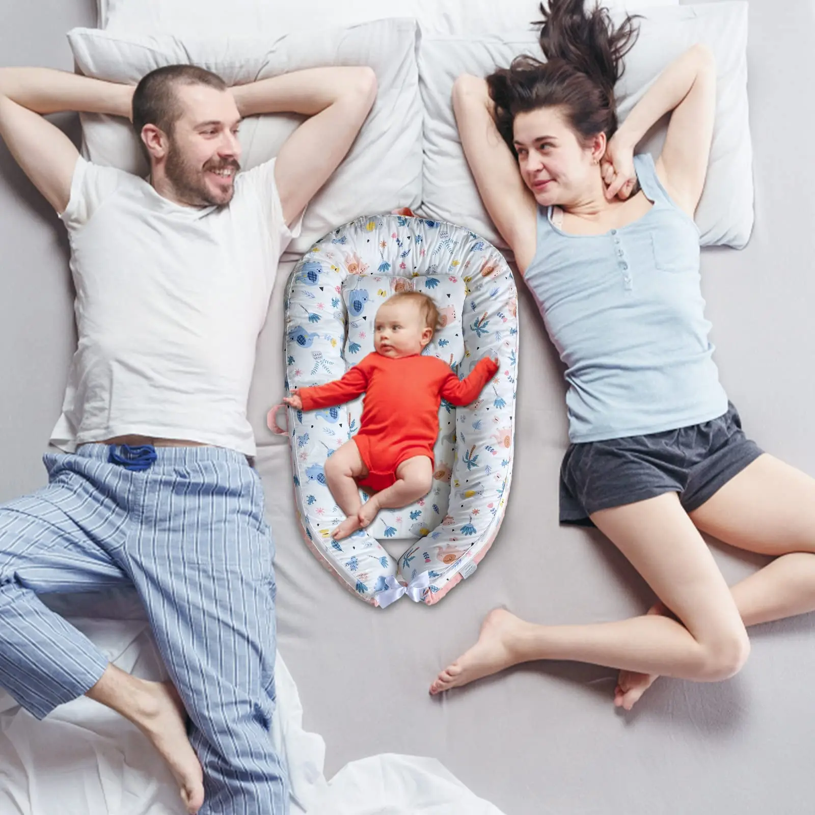 Newborn Gift baby Nest 100% Cotton Infant Lounger Baby Sleeping Bassinet Snuggle Baby Nest Bed