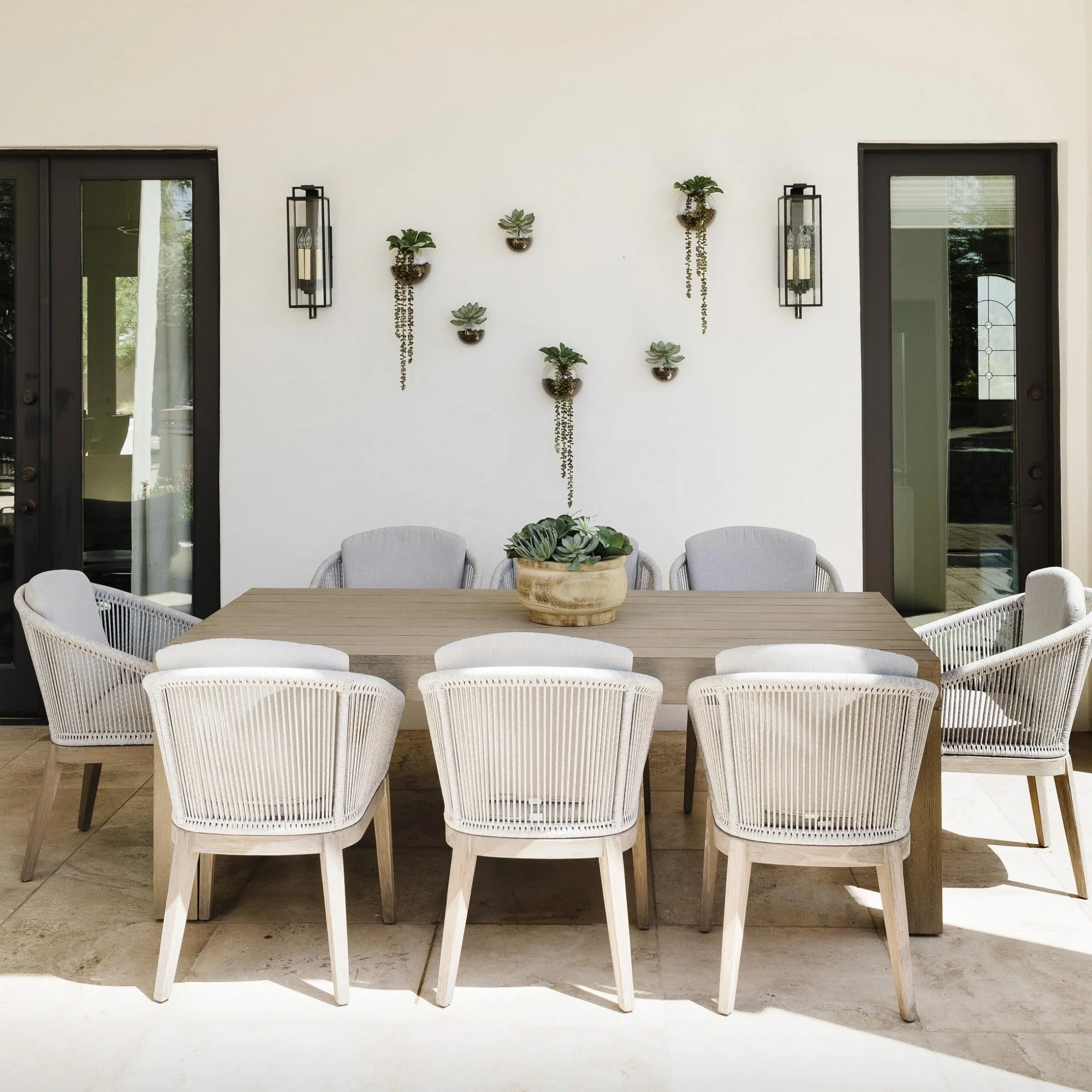 Modern Outdoor Furniture All- weathered  Garden Hotel Solid Teak Wood Dinning Table With Chair Set