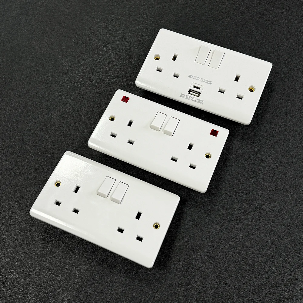 Customize UK 13A Electrical Wall Switch Socket 1Gang 2Way Universal USB Kitchen Living Room Wall Socket