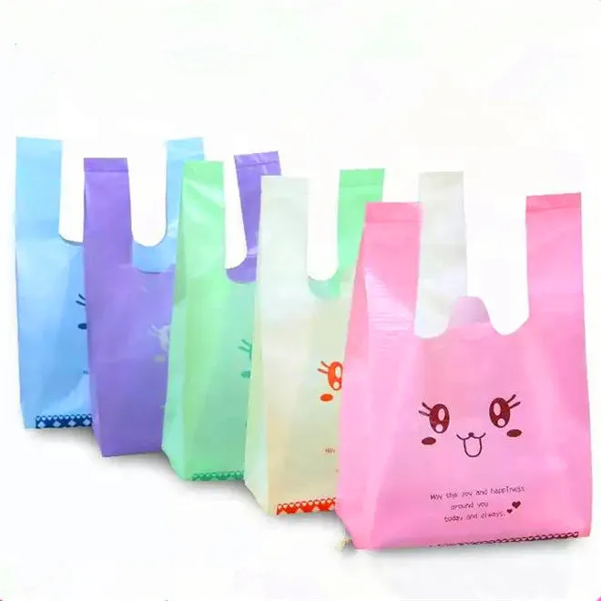 Water soluble PVA material Eco-friendly 100% compostable biodegradable plastic T-shirt bags
