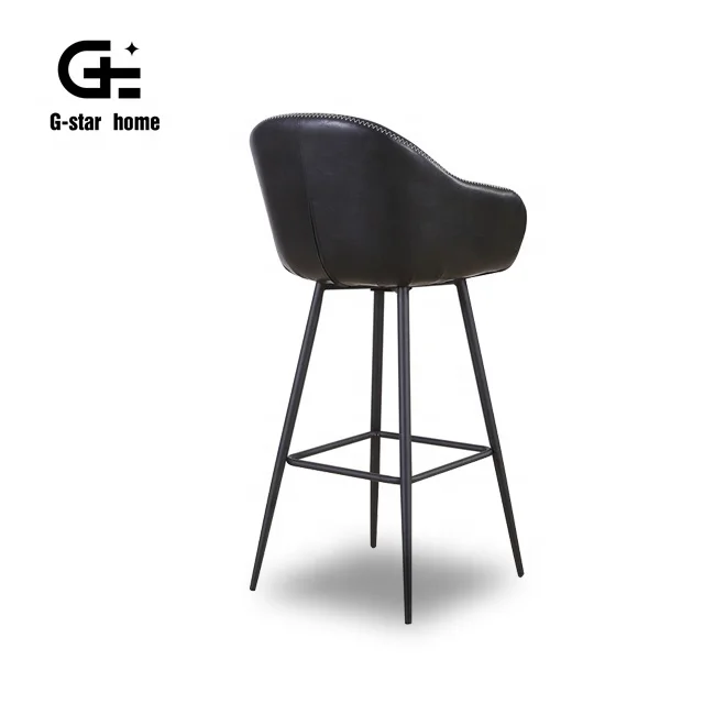 ANJI Gstar домашняя мебель середины века черные металлические ножки черная кожа промышленные барные стулья стул современная коммерческая мебель