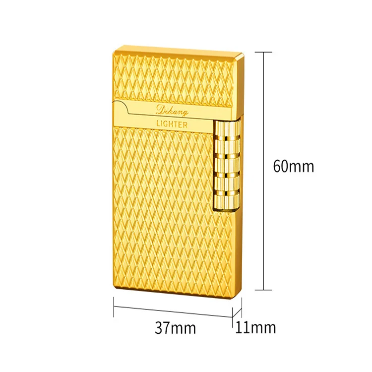 wholesale Steel sound side sliding wheel oblique fire lighter refilled butane gas diamond lattice high-grade lighter