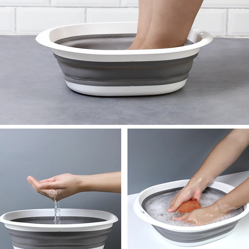3 Sets Collapsible Travel Wash Basin Bucket Lightweight Portable Vegetable Washing Basin