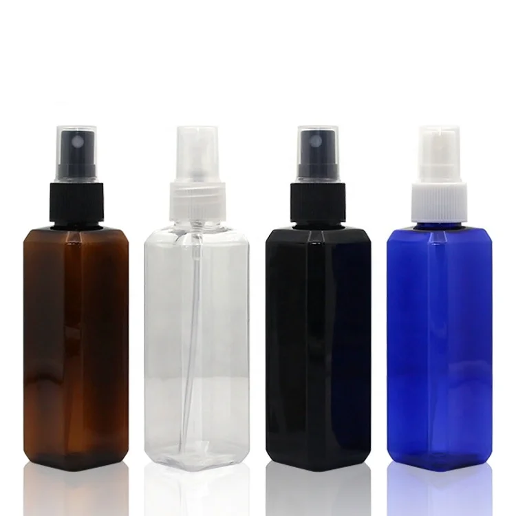 Cosmetic packaging 60ml 100ml 250ml PET square plastic bottle with 20/410 24/410 spray pump cap