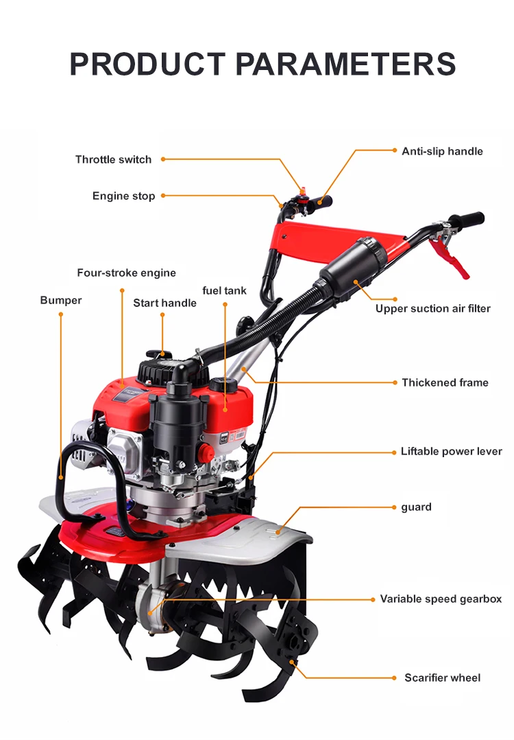 High efficiency mini farmland tillage machine cultivated land rotary tiller