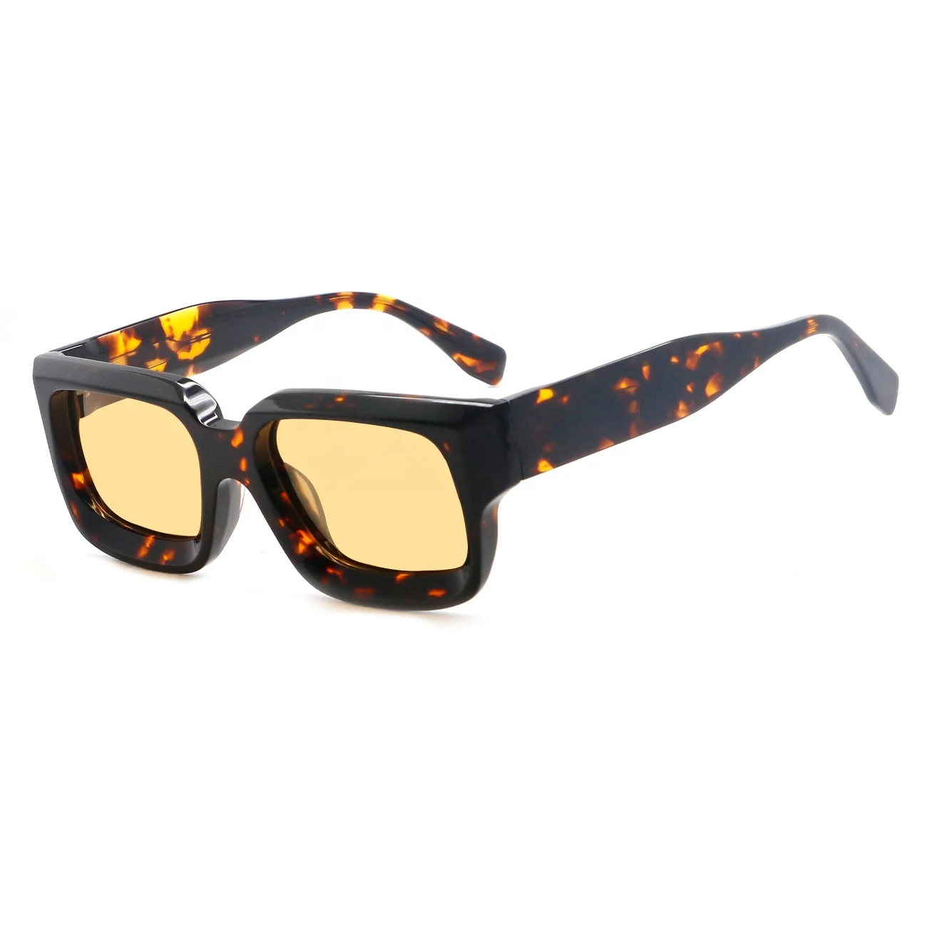 Luxury Polarized Acetate Eyewear Transparent Tea Rectangle Thick Sun Glasses Custom Logo Unisex Sunglasses occhiali da sole