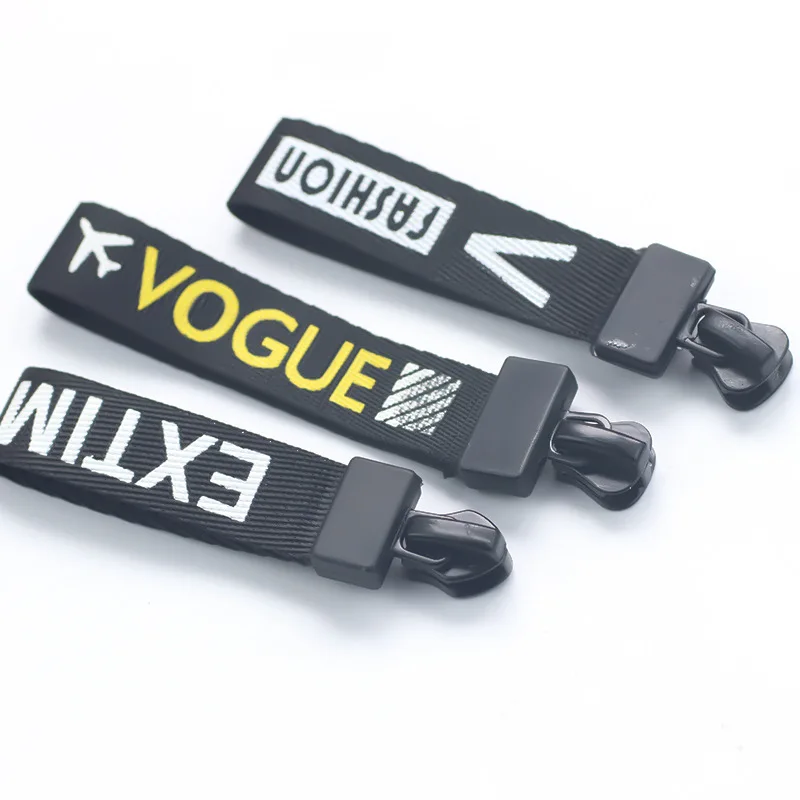 Pull-out custom LOGO slider heat transfer screen printing letter loop resin zipper head