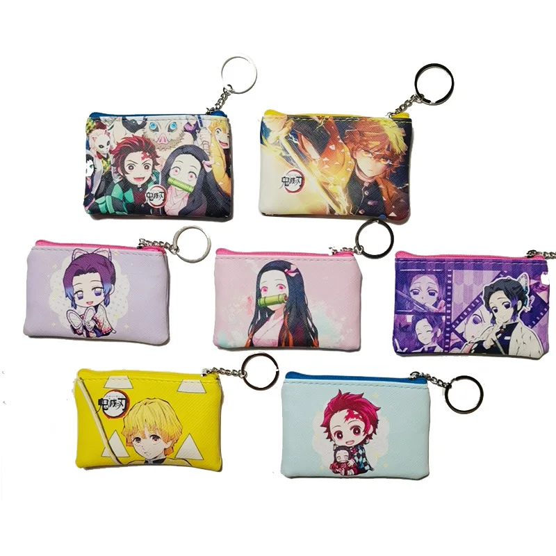 Оптовая продажа персонализированный водонепроницаемый кошелек унисекс из искусственной кожи на молнии с изображением аниме рассекающего демонов для студентов