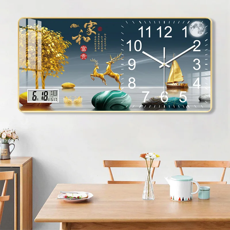 Customization New Fashion Hanging Clock Living Room Dining Porch Bed Decorative Painting Silent When Free