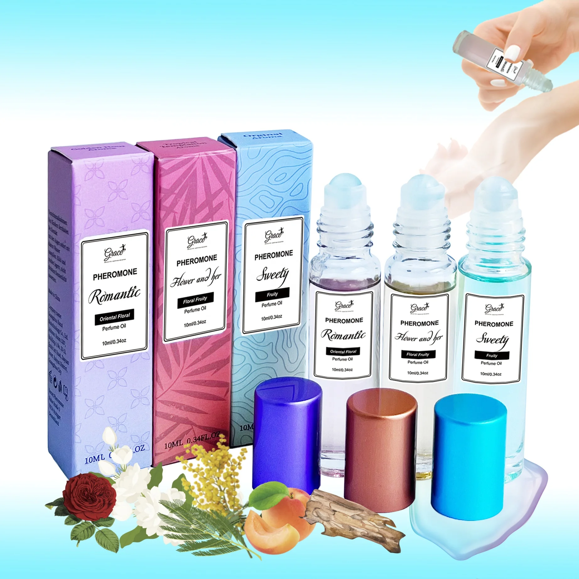 Roll-on Pheromone Rollerball Infused Essential Oil Perfume Oil Fragrance  for Women and Men