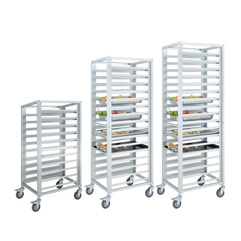 18 Layer Mutli Purpose Aluminum Bread Cooling Rack Trolley Sheet Pan Rack Bakery Cart