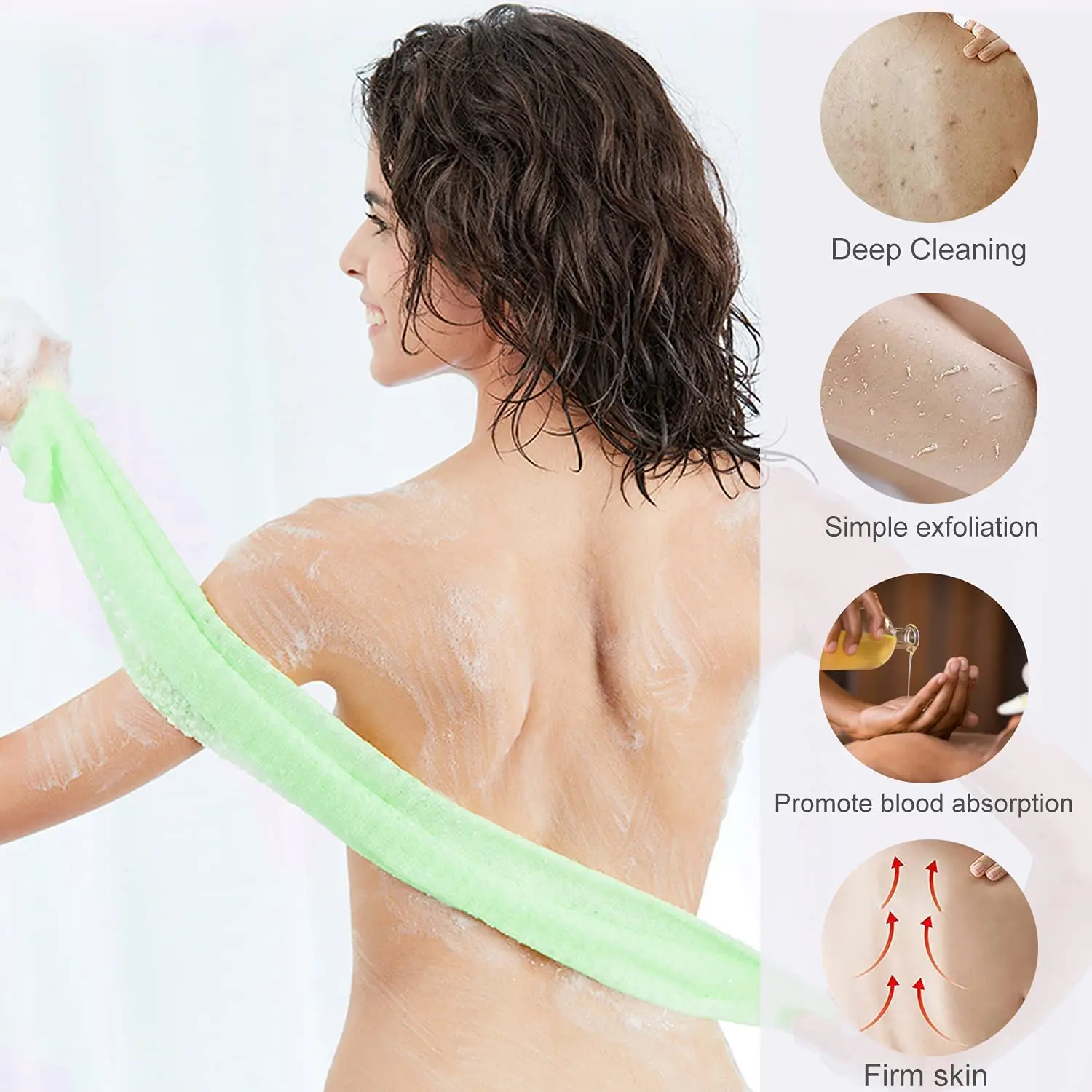 Luma Japanese Durable Back Scrubber Nylon Body Scrubber Towel Exfoliating Washcloth