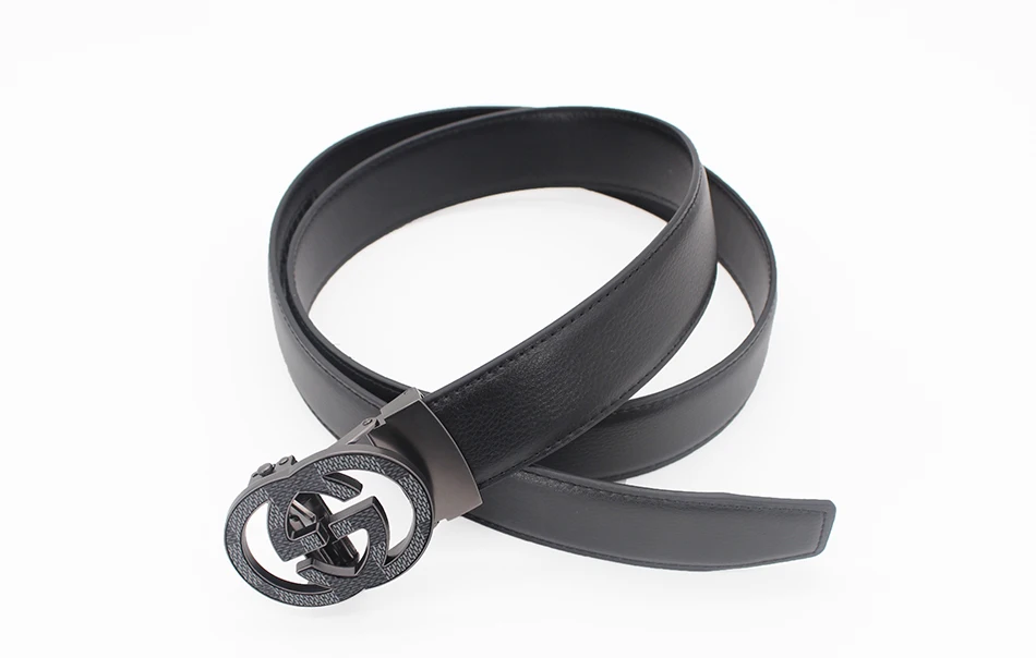  Wholesale Custom New Adjustable Casual Automatic Buckle Belt Fashion Lxurury Business Men Black Genuine Leather