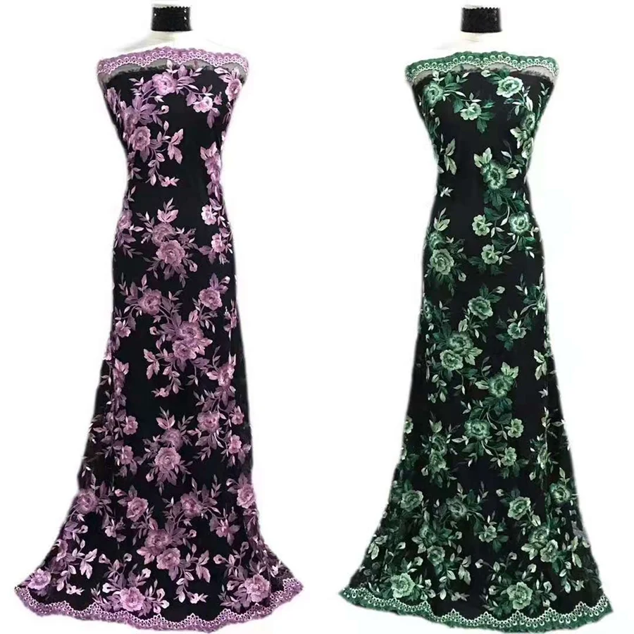 Luxury 100% Cotton African Dry Embroidery Swiss Voile Sequence Chemical Circle Lace Fabric