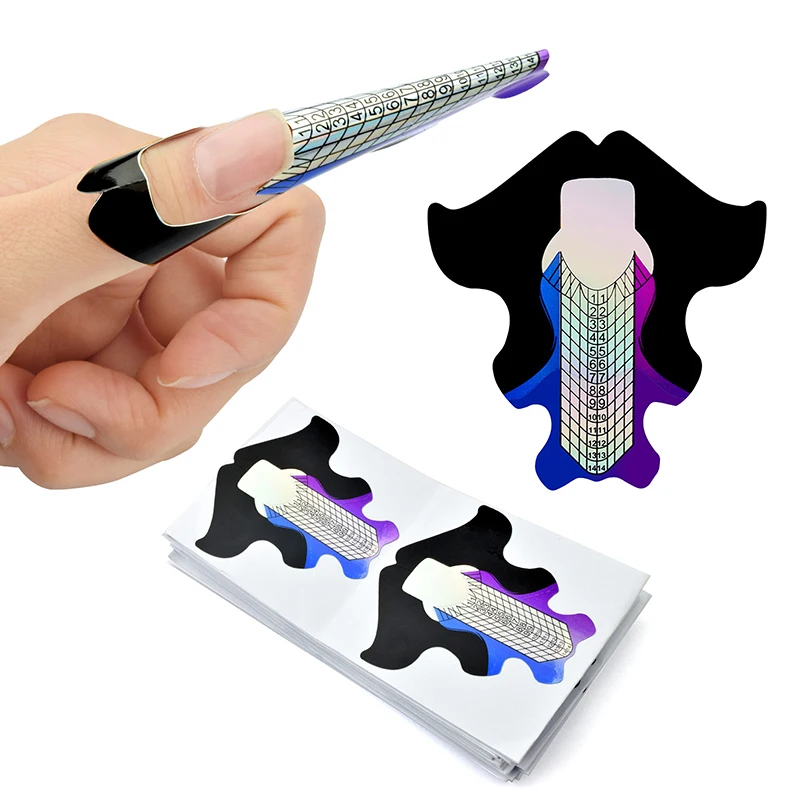 Blue Purple Fish Patten Acrylic Nail Uv Nail Form Tip Extension UV Gel Nail Extension Tips Separable Forms Sticker