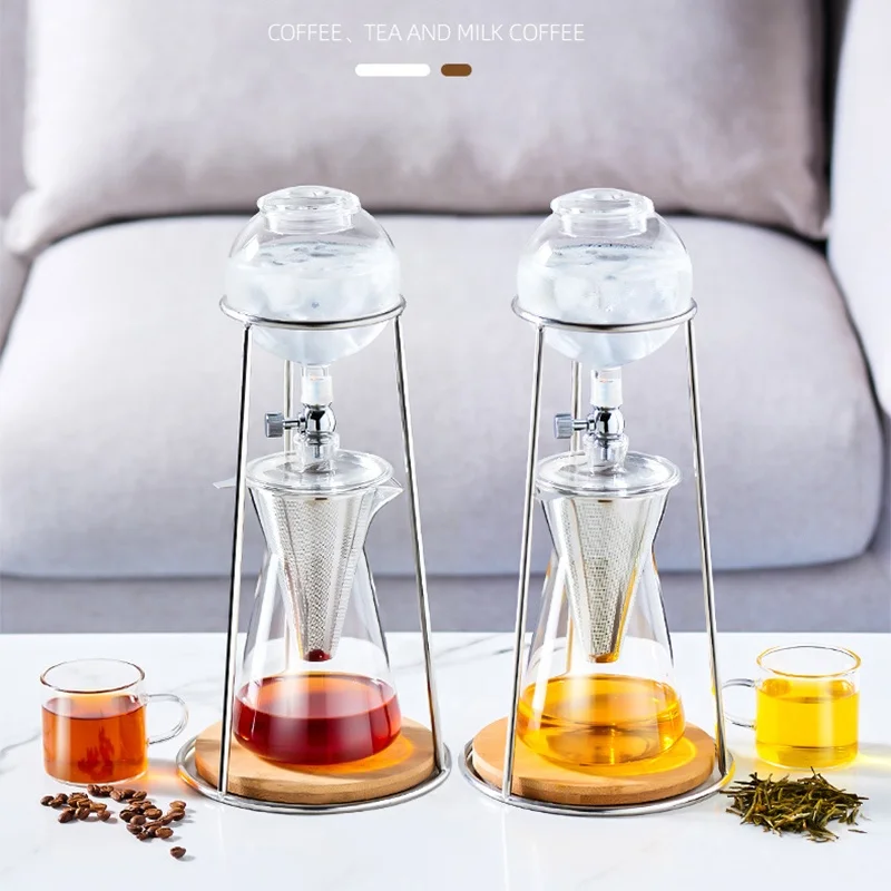 
KLP Eco-friendly High Borosilicate Glass Hand Iced Cold Drip Coffee Tea Pot Cold Brew Pour Over Coffee Maker 