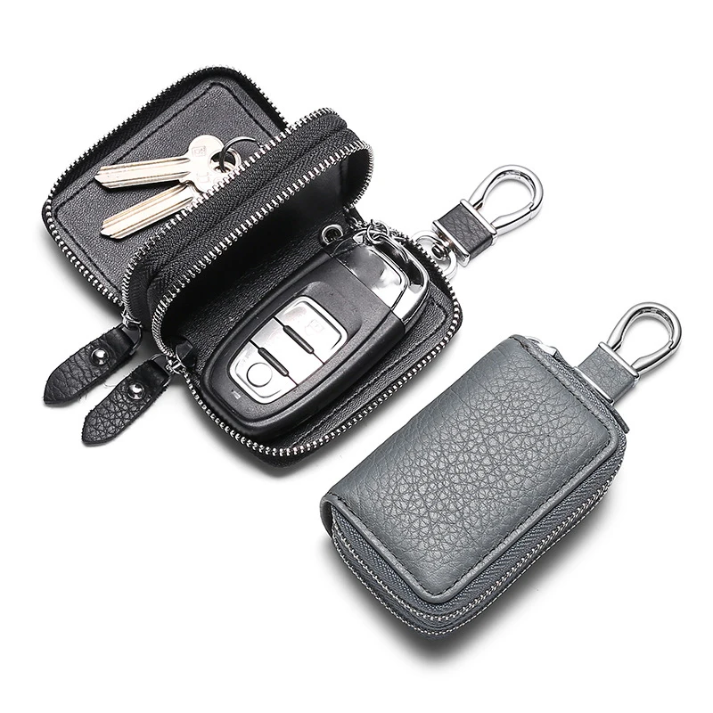 KBW220 2023 Waterproof Genuine Leather Car Key Case Head Layer Cowhide Car Remote Control Protection Leather Case Lock Key Case