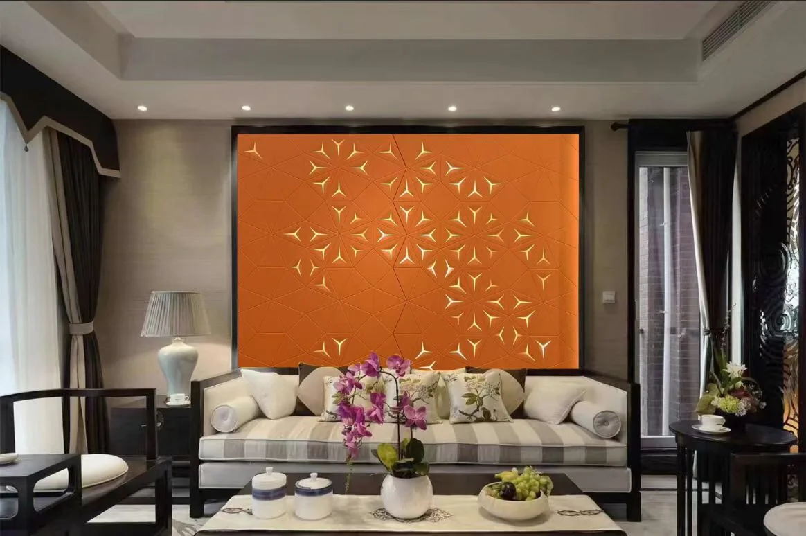 Zhenling Interior Design Leather Diamond Quilting Design wall panel With A Split
